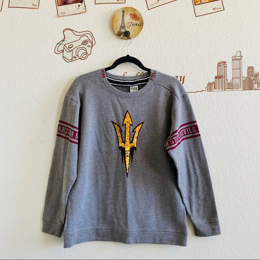 Pink Victoria’s Secret ASU Fork Sequin Sweater XS